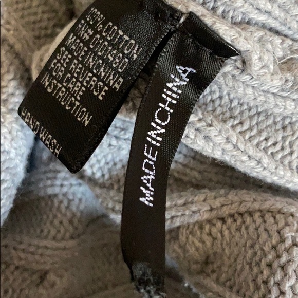 Boutique y2k Gray cotton Hoodie cable knit v neck pullover sweater pocket. Rk1n - Picture 7 of 9